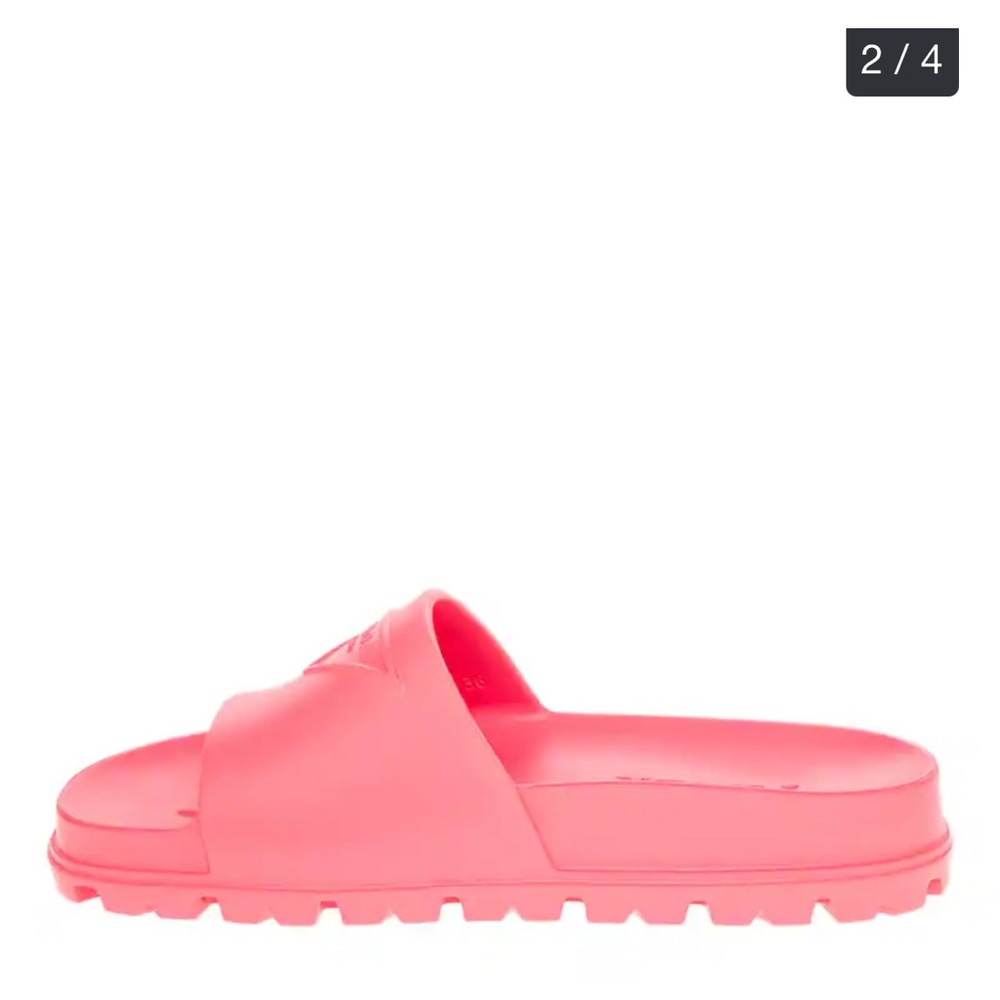 Prada Iconic Logo Vibrant Pink Slides - Picture 3 of 6